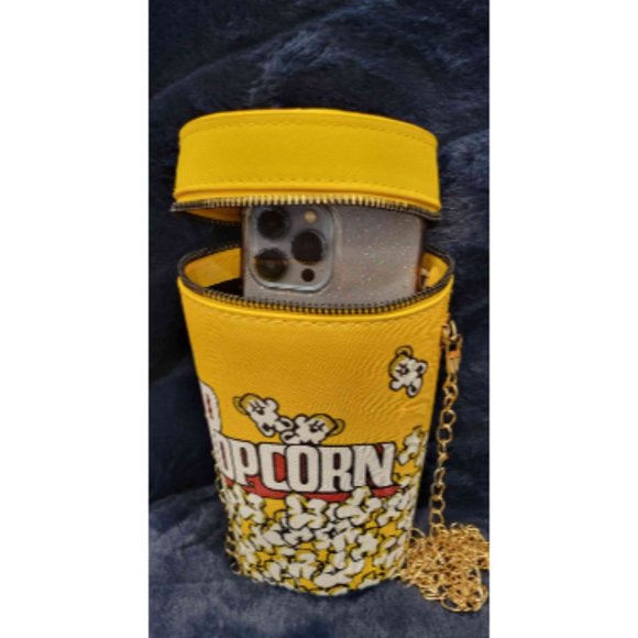 Movie Popcorn Crossbody Yellow Shoulder Hand Bag Purse - Picture 4 of 8